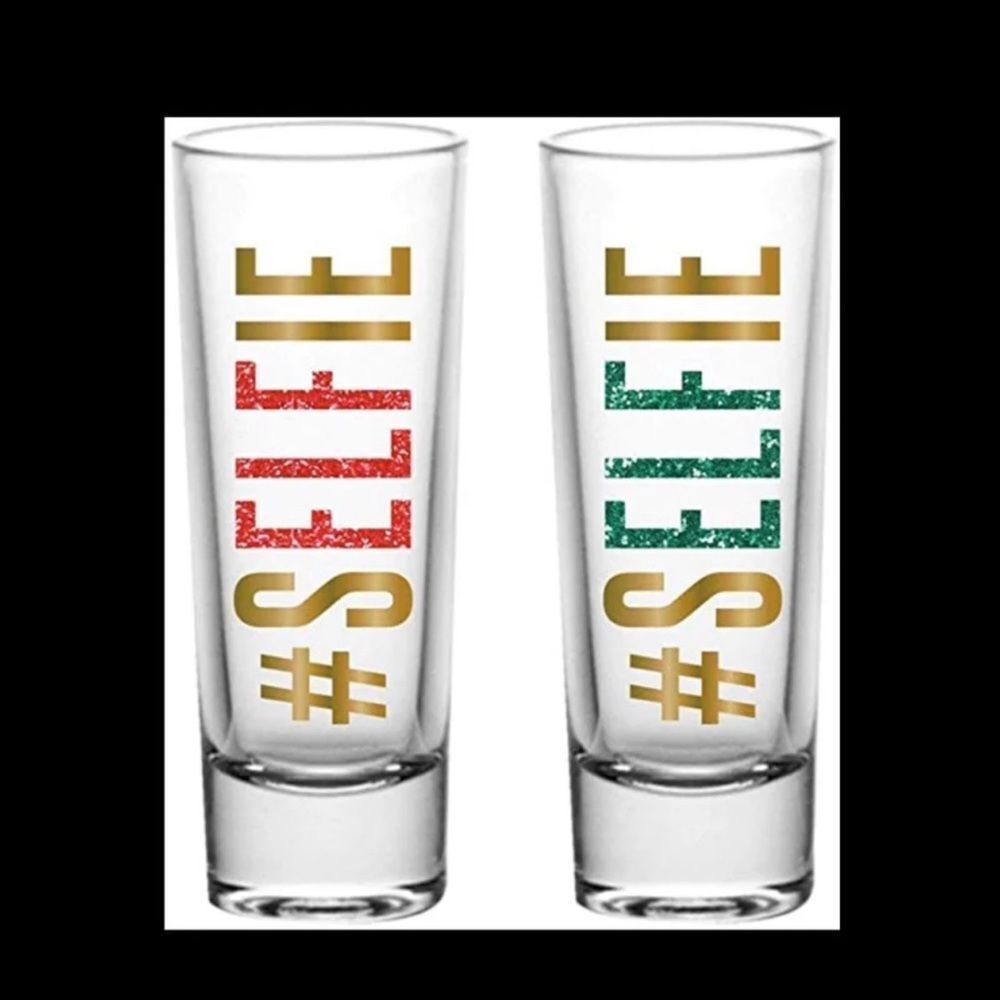 #SELFIE Shot Glass Set - Gold and Green